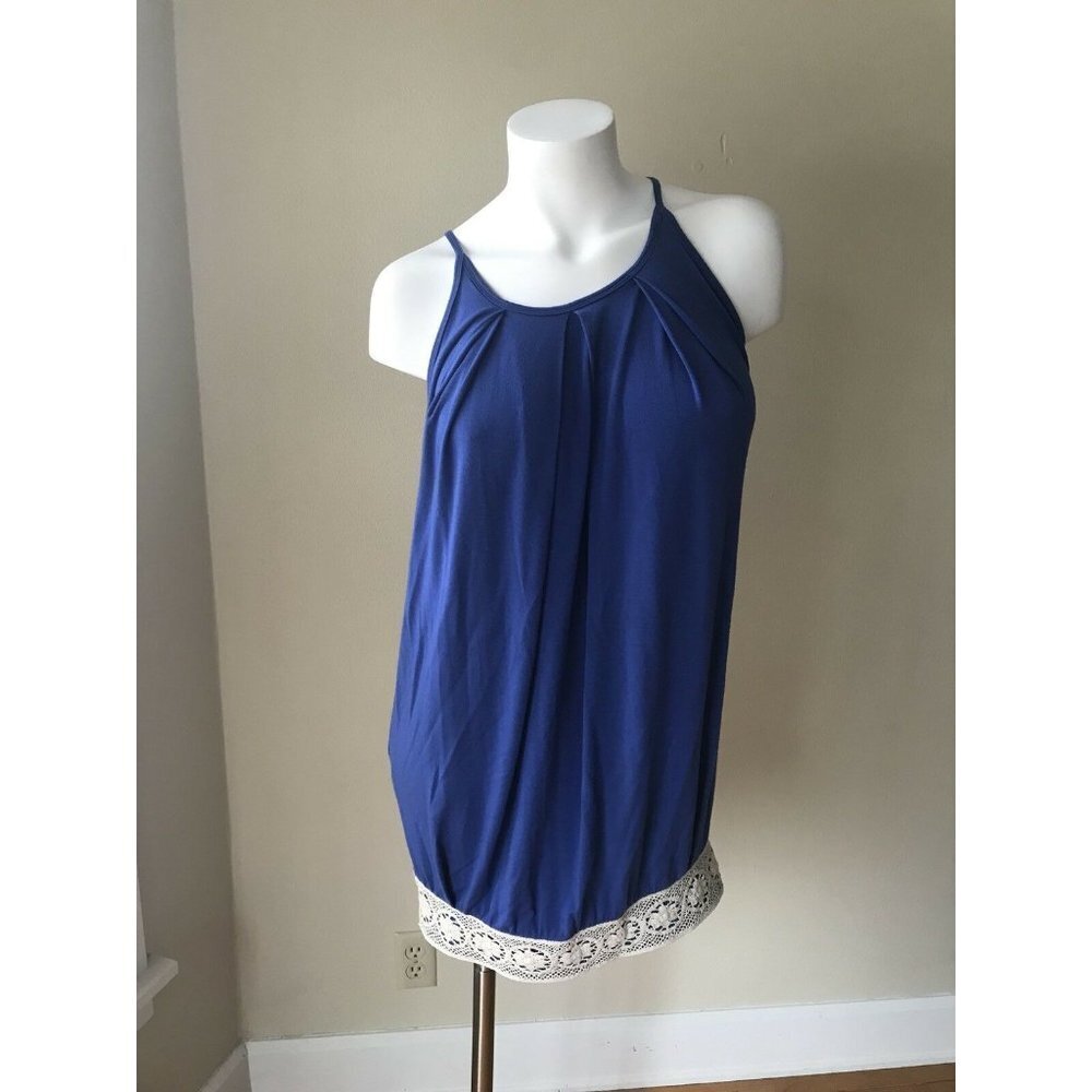 Rachel Pally Blue Sleeveless Shift Dress Crochet